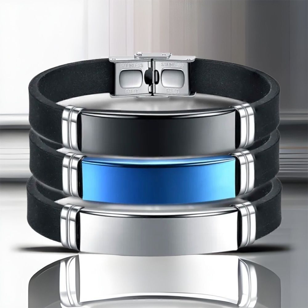 Titanium Steel l Leather Band l Blue, Black, Silver l Men’s Bracelet l New